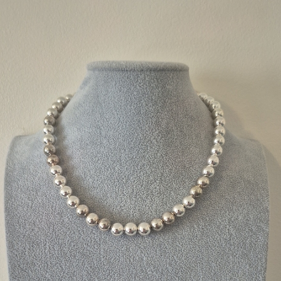 craftsman Jewelry - 17 " STERLING SILVER 10 MM BEADED NECKLACE